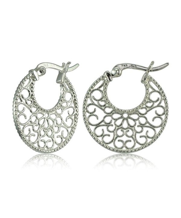 Sterling Polished Medallion Filigree Earrings