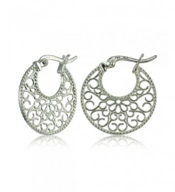 Sterling Polished Medallion Filigree Earrings