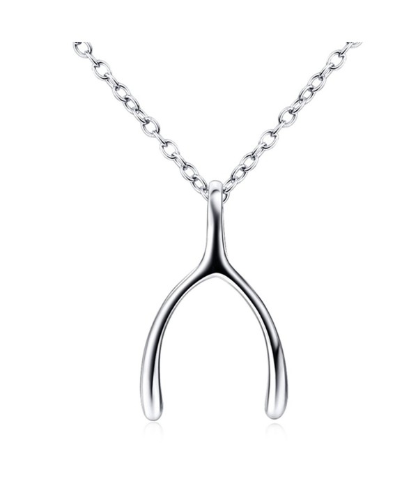 Wishbone Pendant Necklace Sterling Silver