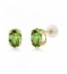 7x5mm Green Peridot Yellow Earrings