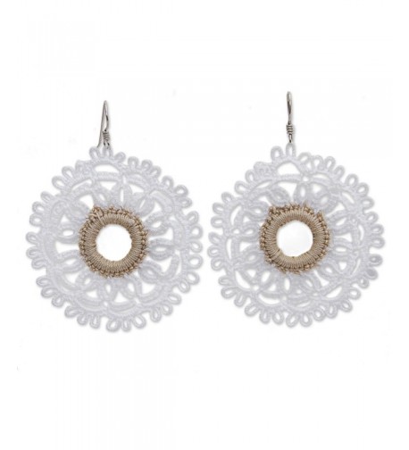 NOVICA Crochet Cotton Earrings Sterling