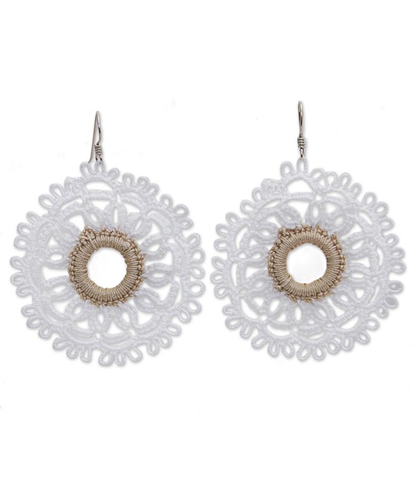 NOVICA Crochet Cotton Earrings Sterling