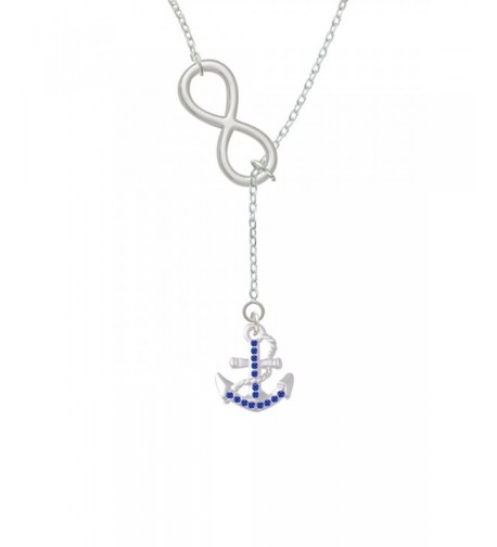 Silvertone Crystal Anchor Infinity Necklace