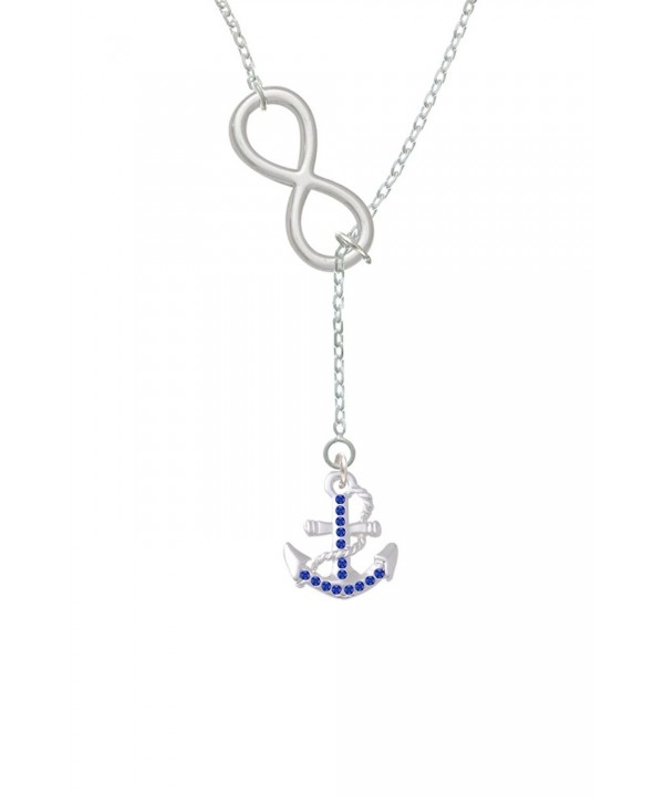 Silvertone Crystal Anchor Infinity Necklace