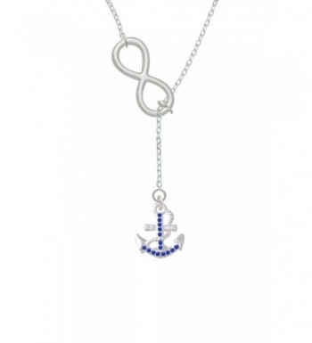 Silvertone Crystal Anchor Infinity Necklace