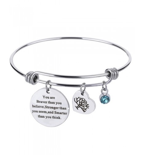 Birthstone Inspirational Expandable Bracelet Stainless