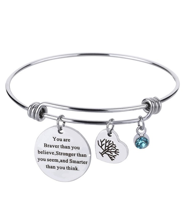 Birthstone Inspirational Expandable Bracelet Stainless