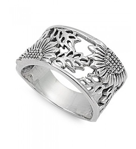 Sterling Silver Womens Sunflower Flower