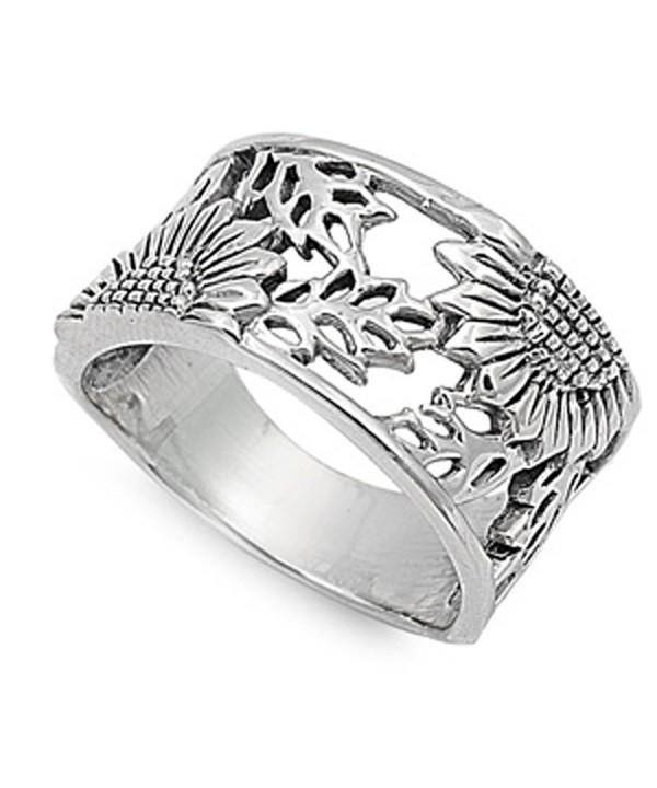 Sterling Silver Womens Sunflower Flower