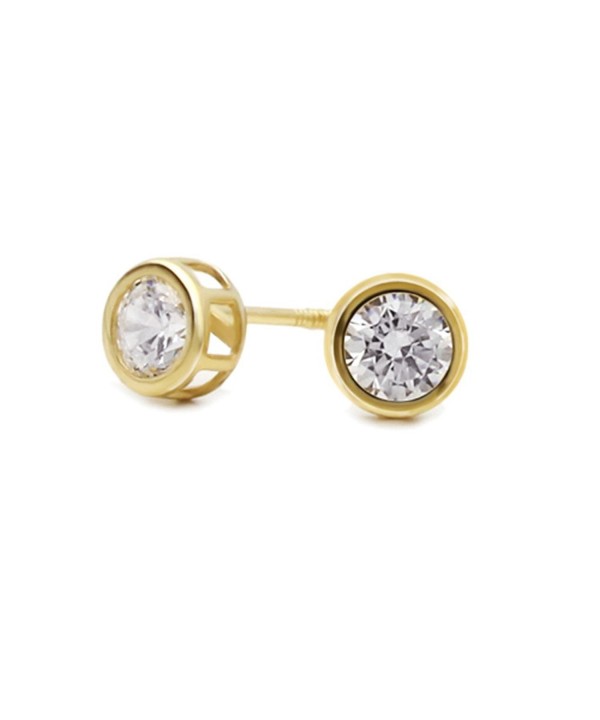 Yellow Round Zirconia Screwback Earrings