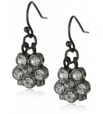 1928 Jewelry Black Tone Crystal Earrings