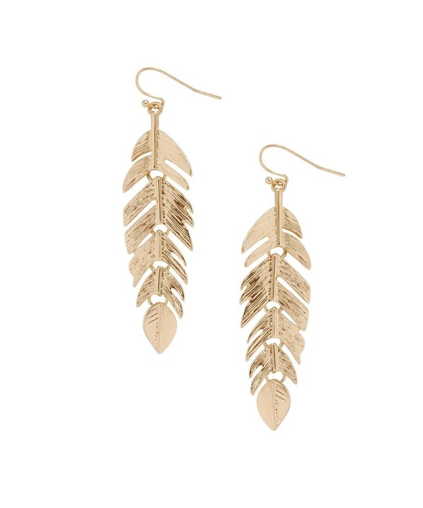 Humble Chic Floating Feathers Dangle Earrings Long Hanging Metal Link ...