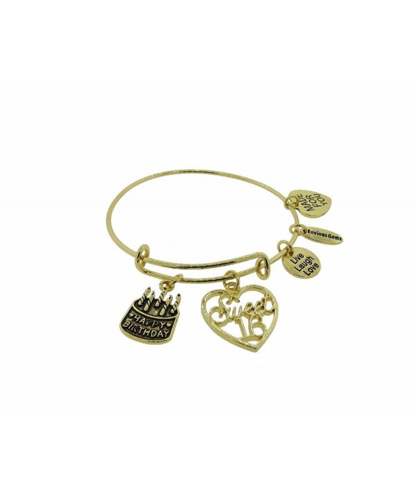 Happy Birthday Gold Tone Expandable Bracelet