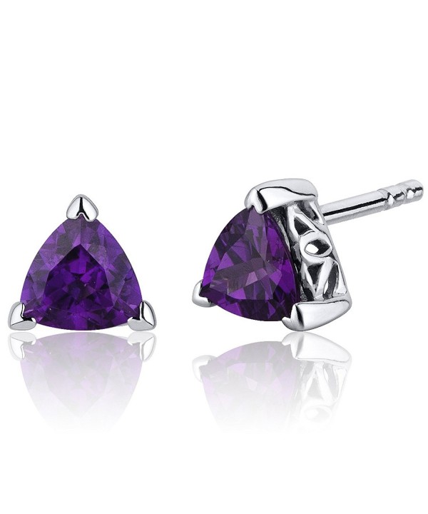 Amethyst Earrings Sterling Silver Trillion