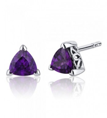 Amethyst Earrings Sterling Silver Trillion