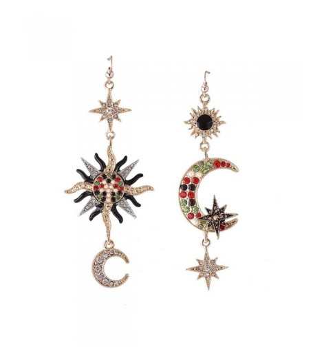 MengPa Vintage Crystal Earrings Asymmetrical