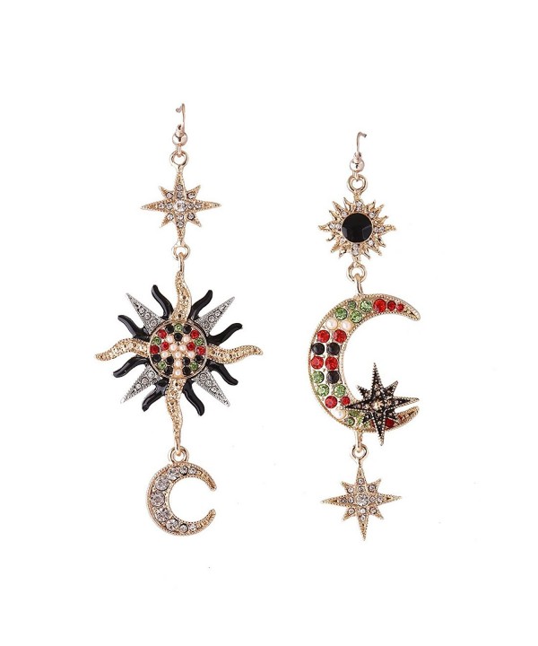 MengPa Vintage Crystal Earrings Asymmetrical