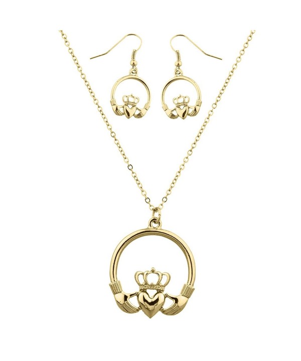 Lux Accessories Goldtone Claddagh Necklace