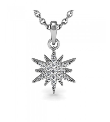 Sterling Diamond Starburst Pendant Necklace