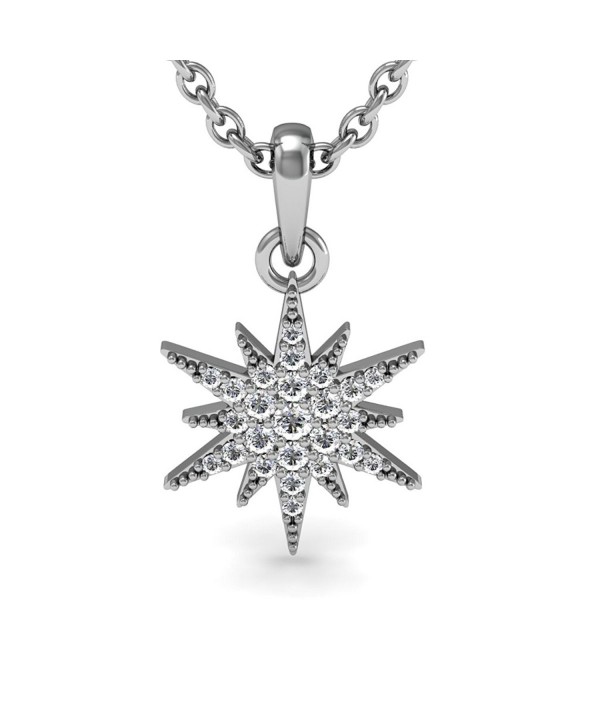 Sterling Diamond Starburst Pendant Necklace
