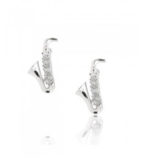 Zirconia Musical Instrument Earrings Saxophone