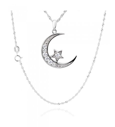 Sterling Zirconia Crescent Pendant Necklace