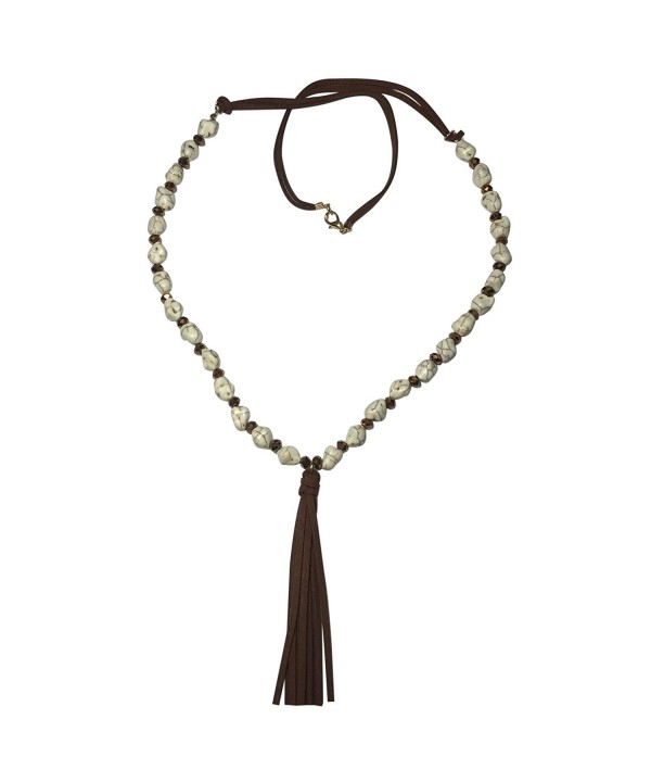 Leather Tassel Beaded Necklace Earring