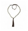 Leather Tassel Beaded Necklace Earring