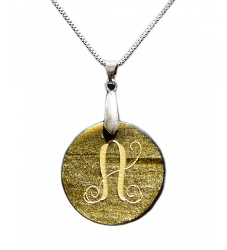 Engraved Initial Pendant Obsidian Necklace