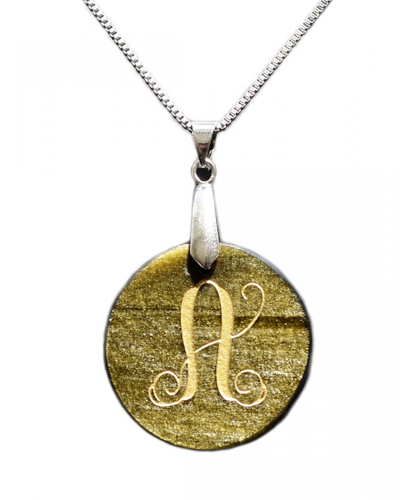 Engraved Initial Pendant Obsidian Necklace