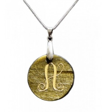 Engraved Initial Pendant Obsidian Necklace