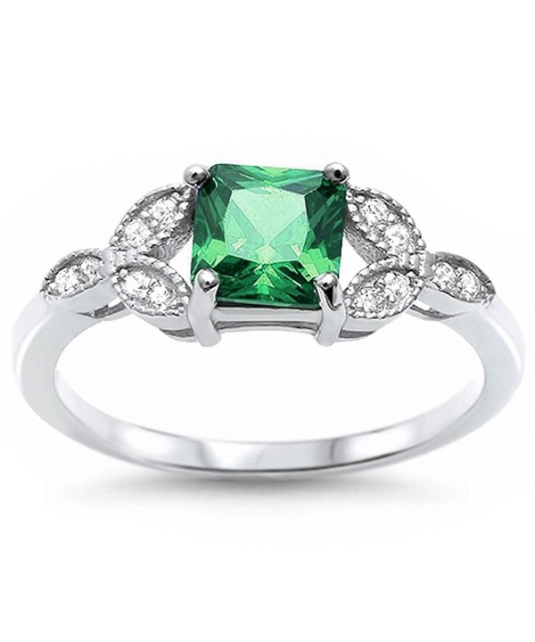 Princess Simulated Emerald Zirconia Sterling