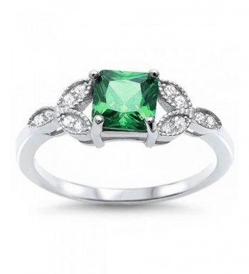 Princess Simulated Emerald Zirconia Sterling