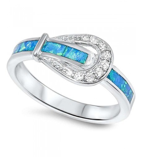 Created Blue Buckle Sterling Silver