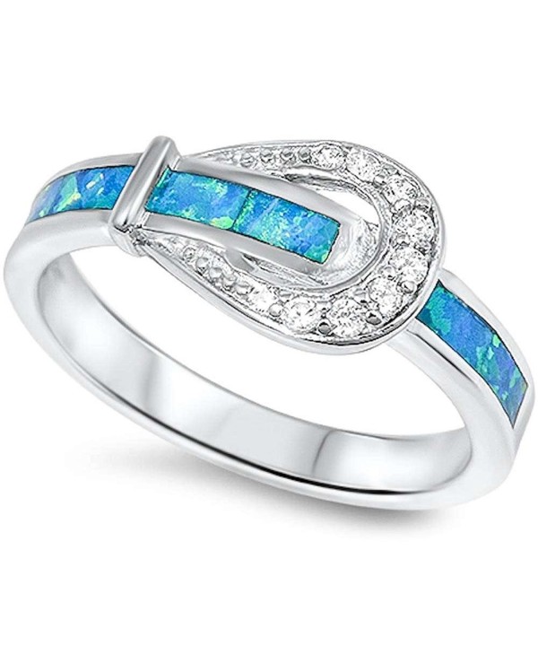 Created Blue Buckle Sterling Silver