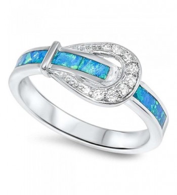 Created Blue Buckle Sterling Silver