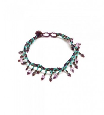 Crystal Fringe Anklet Burgundy Turquoise