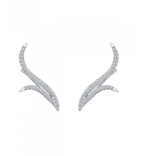 BriLove Sterling Wedding Crawler Earrings