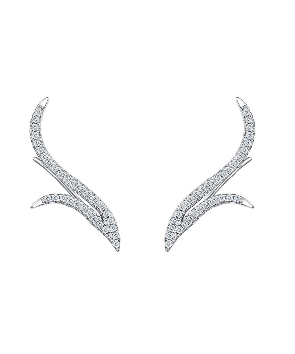 BriLove Sterling Wedding Crawler Earrings