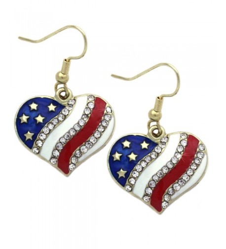 American Patriotic Earrings Jewelry Gold tone