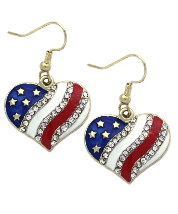 American Patriotic Earrings Jewelry Gold tone