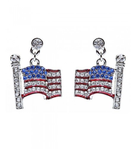Patriotic Jewelry American Rhinestone Earrings