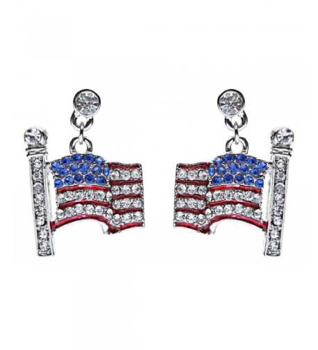 Patriotic Jewelry American Rhinestone Earrings