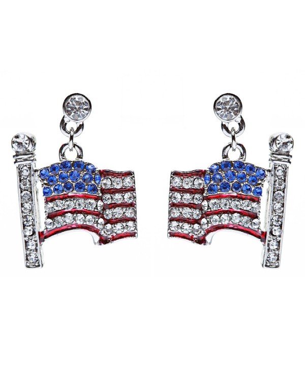 Patriotic Jewelry American Rhinestone Earrings