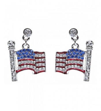 Patriotic Jewelry American Rhinestone Earrings