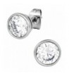 Stainless Steel Crystal Round Earrings