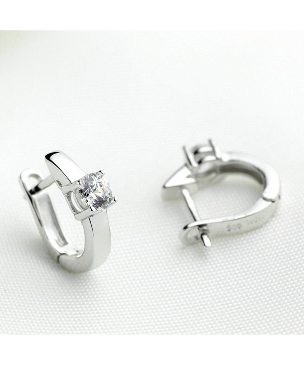 Huggie Hinged Earrings Solitaire Zirconia