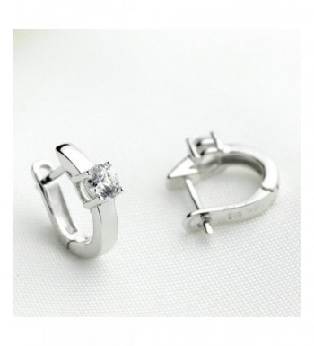 Huggie Hinged Earrings Solitaire Zirconia