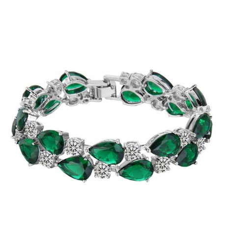 EVER FAITH Zirconia Emerald Color Silver Tone