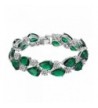 EVER FAITH Zirconia Emerald Color Silver Tone